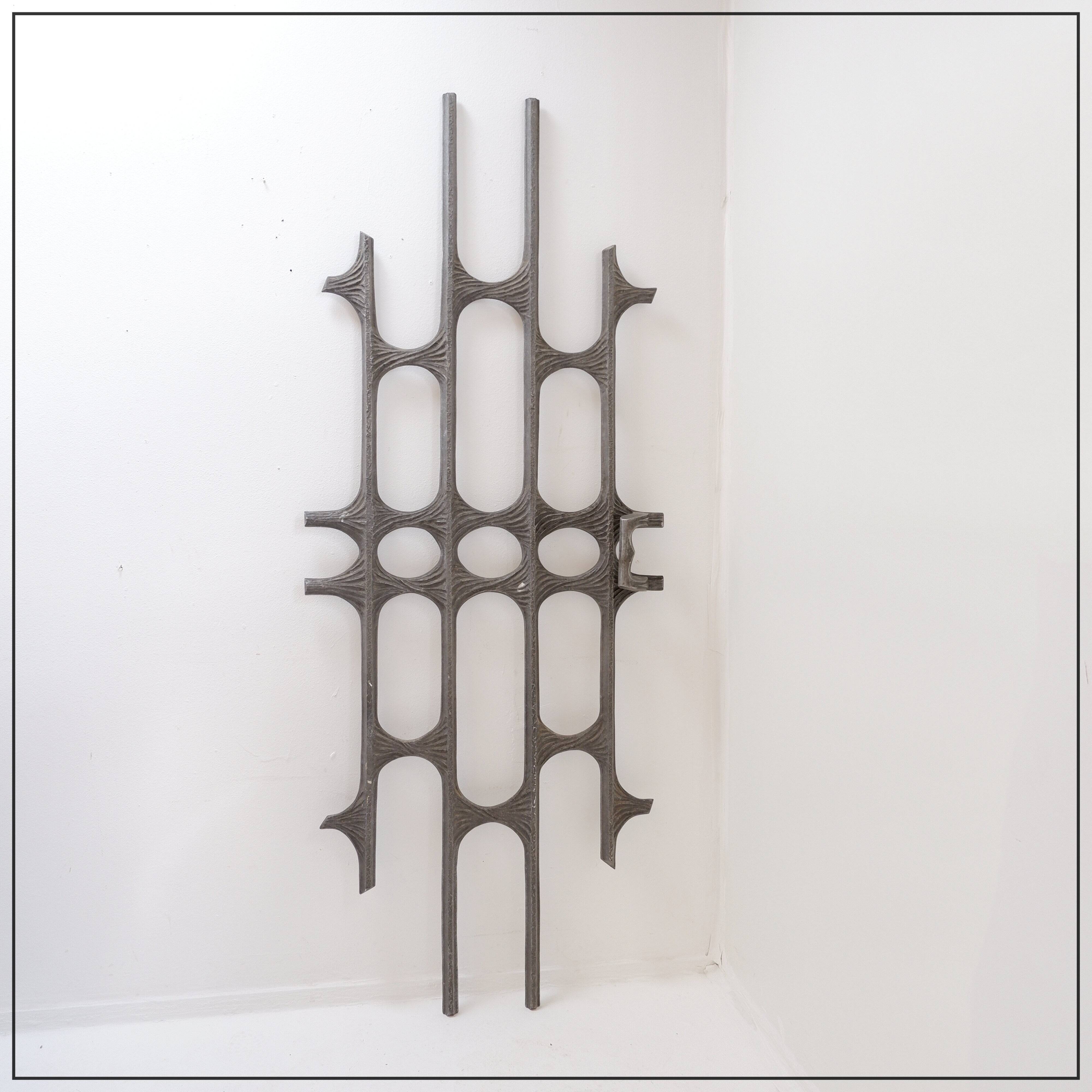 Brutalist cast aluminum door panel in the style of Paul Evans, 1960s