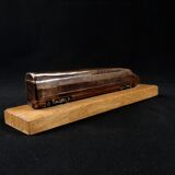 Bronze TGV on a wooden base, scale model of the TGV Sud-Est from the 1980s