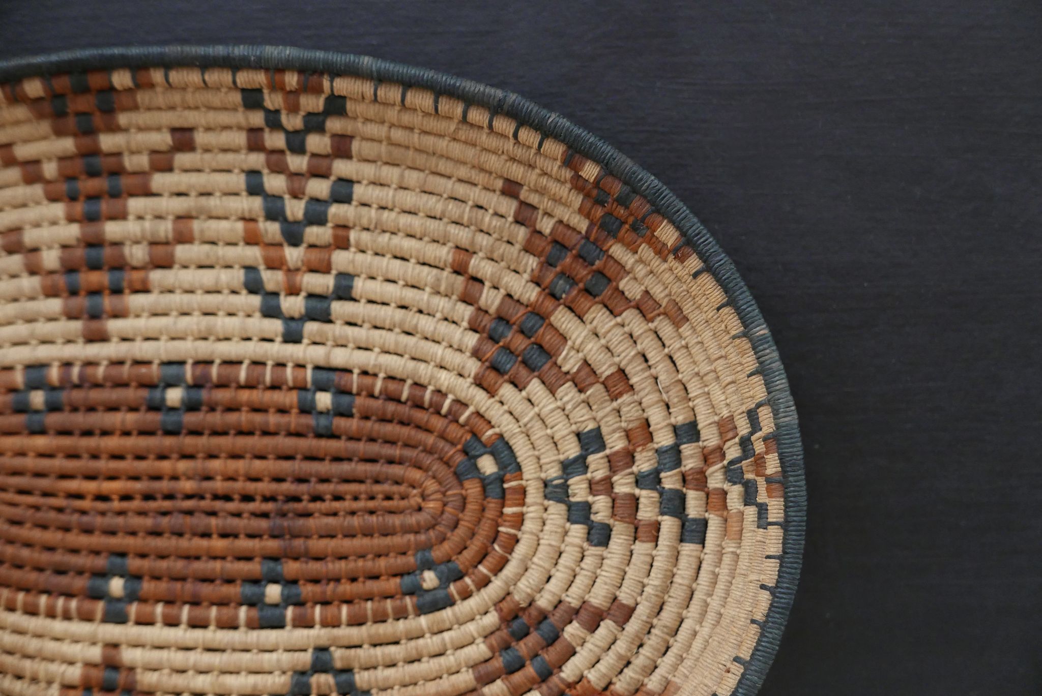 Braided ethnic oval basket