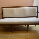 Walnut bench, from the restoration period, covered in white.