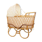Vintage mid century rattan cradle