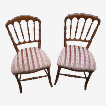 Pair of Napoleon 3 style chairs in natural wood