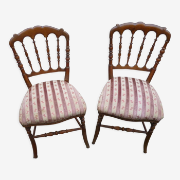 Paire de chaises style Napoléon 3 en bois naturel