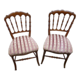 Pair of Napoleon 3 style chairs in natural wood