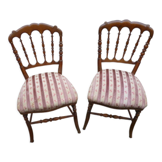 Pair of Napoleon 3 style chairs in natural wood