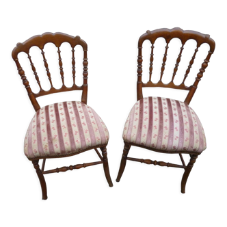 Paire de chaises style Napoléon 3 en bois naturel