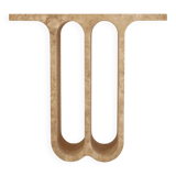 Modern Pair of Italian Ivory Travertine Consoles with Semi-Circular Arches