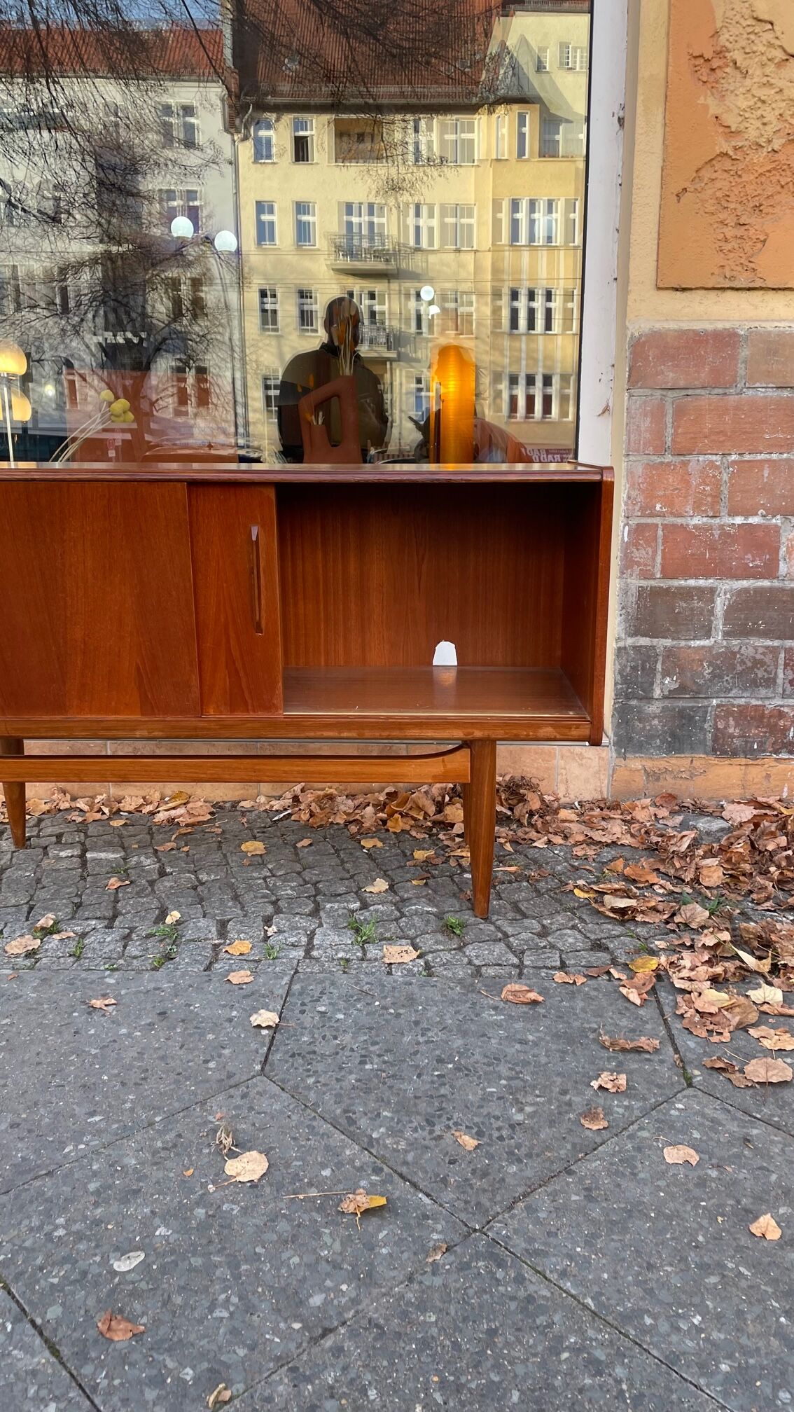 Sideboard two sliding teak doors 60s