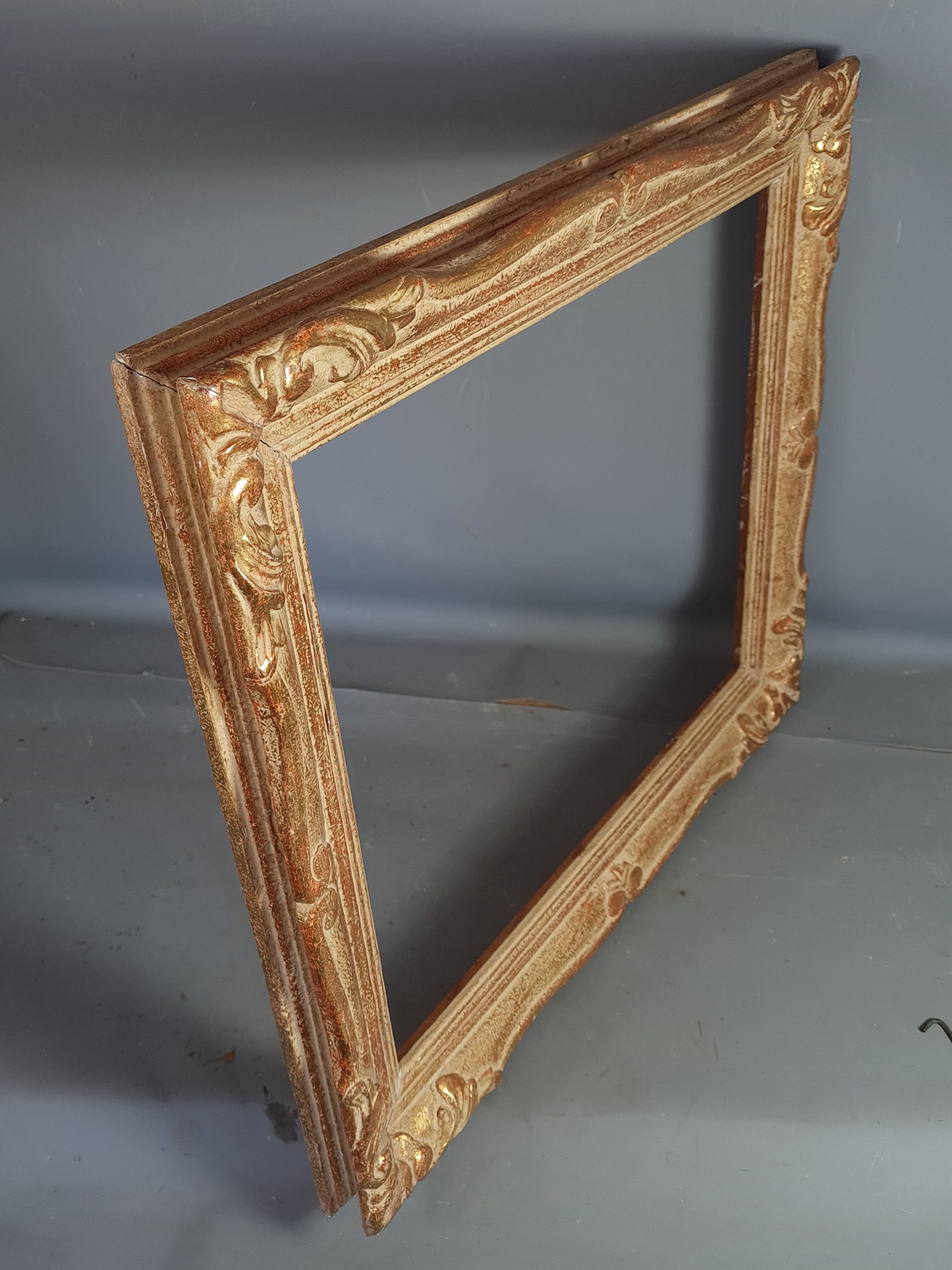 Old frame louis XV style gilded stucco wood 62.5x55 foliage 50.9x43.5 cm SB