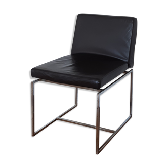 Leather and metal armchair