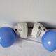Duo of wall lamps in porcelain and blue opaline