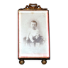 Cadre photo ancien en verre biseauté et laiton à Noeud de ruban - Porte-photo 13.5cm