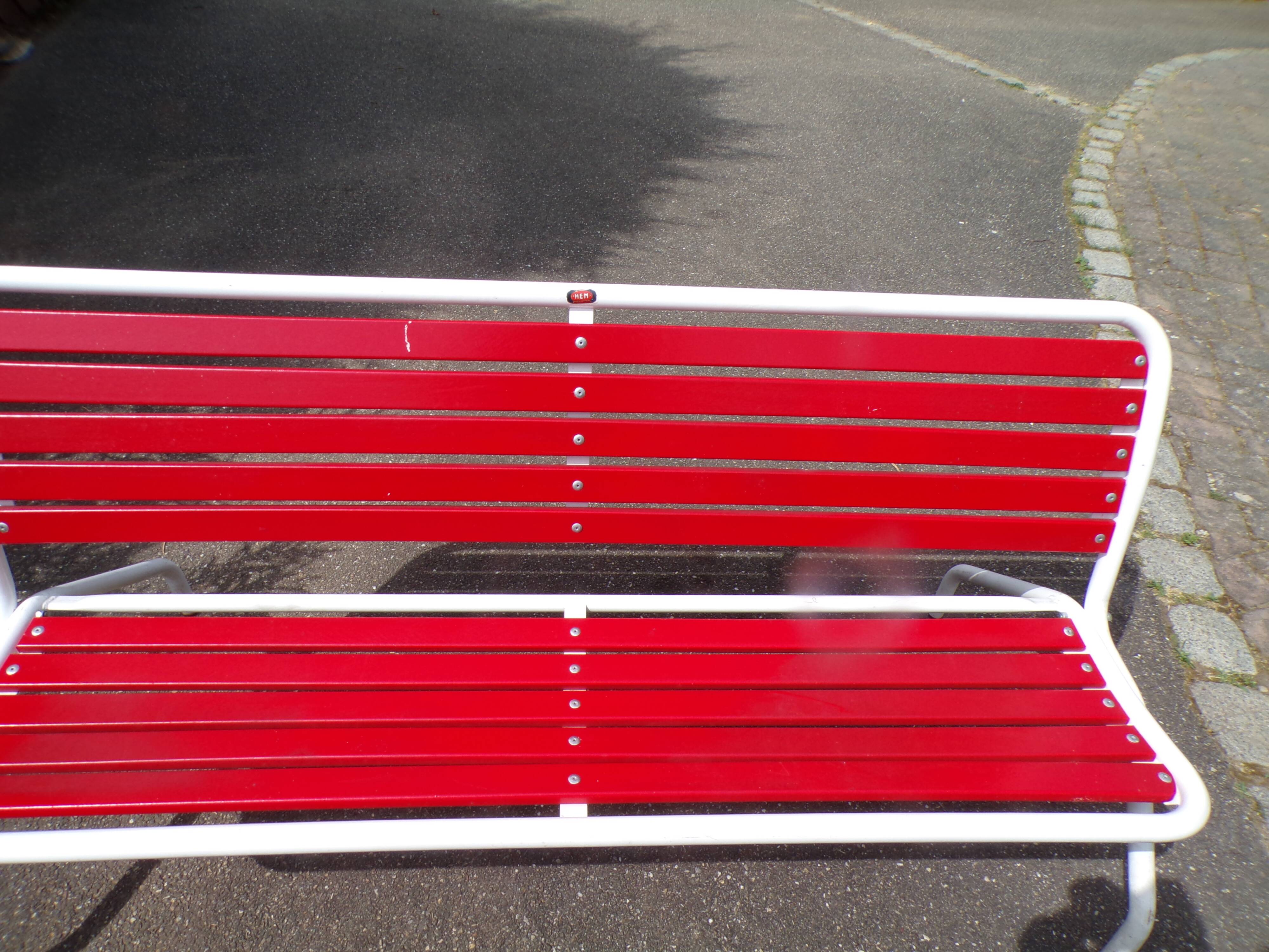 Old folding wooden and metal bench
