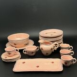 Pink ceramic dinner service with small flower patterns – 1224b7