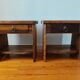 Pair of solid elm bedside tables, France 1970.