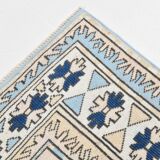 6x8 Vintage Rug İn Blue Tones, Turkish Wool Pattern Rug, 225x178 Cm