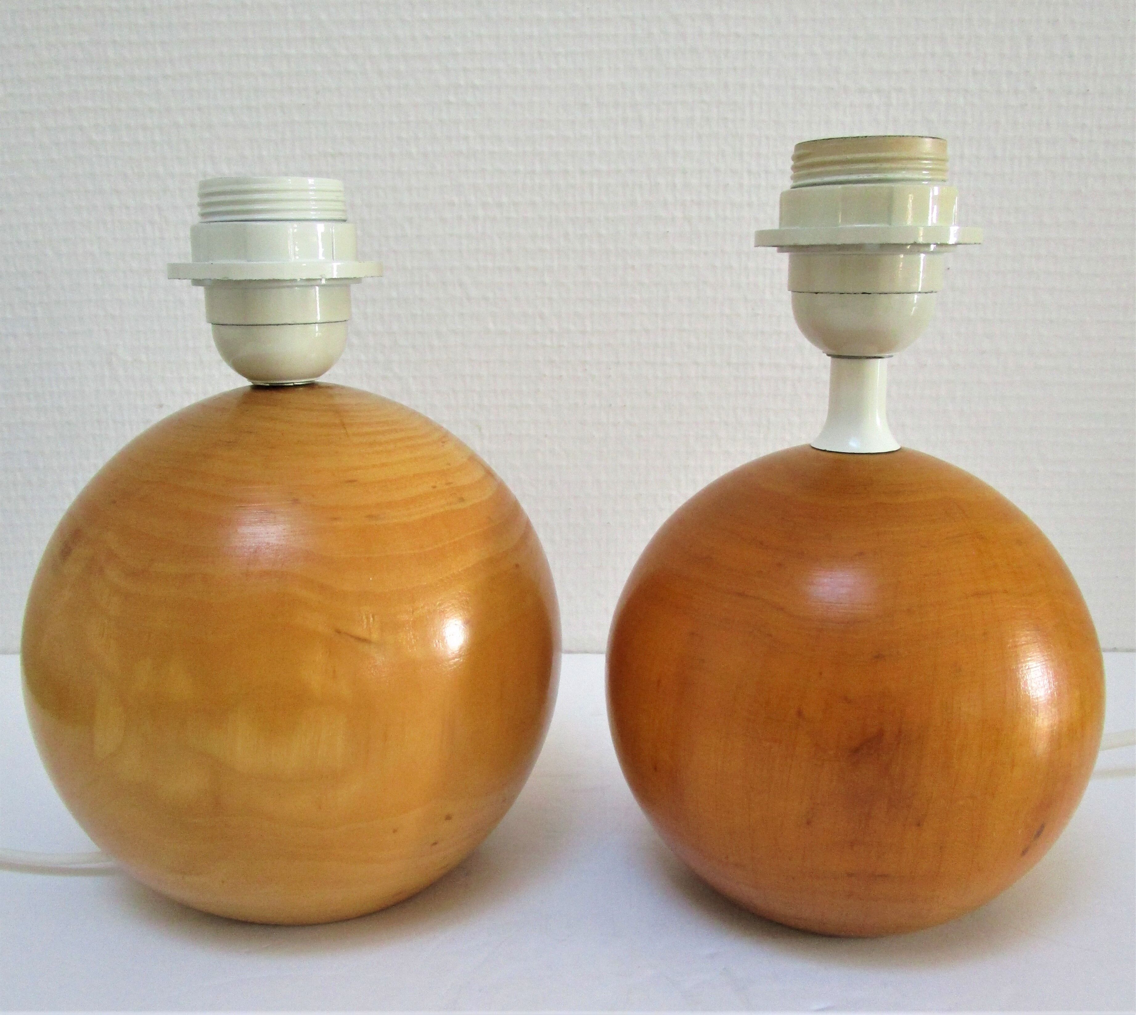 Two lamps balls solid wood By IMT italy vintage