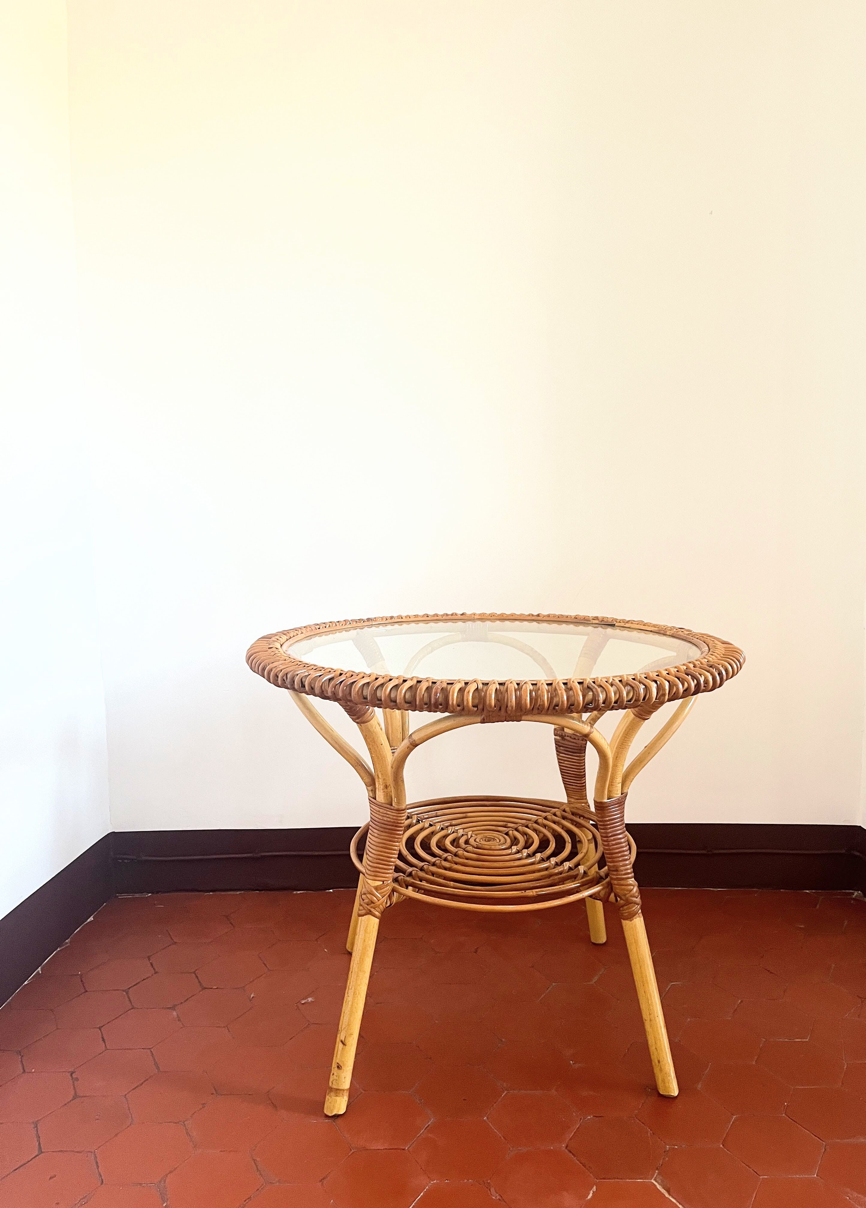 1960s rattan round table