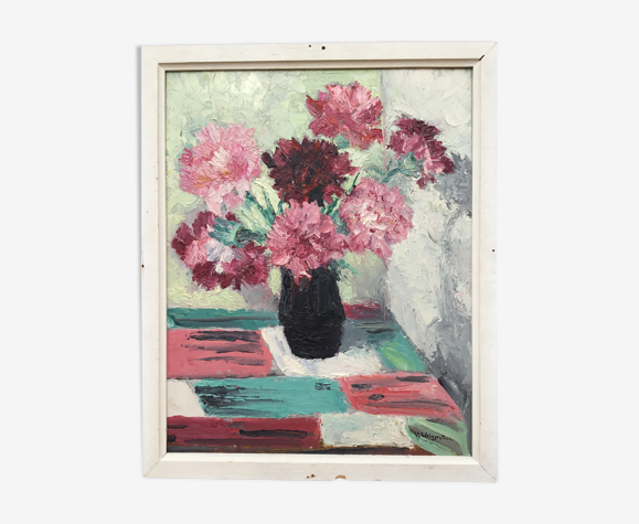 Tableau années 1950 bouquet de fleurs