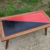 Old Scandinavian coffee table with vintage compass foot circa 1970