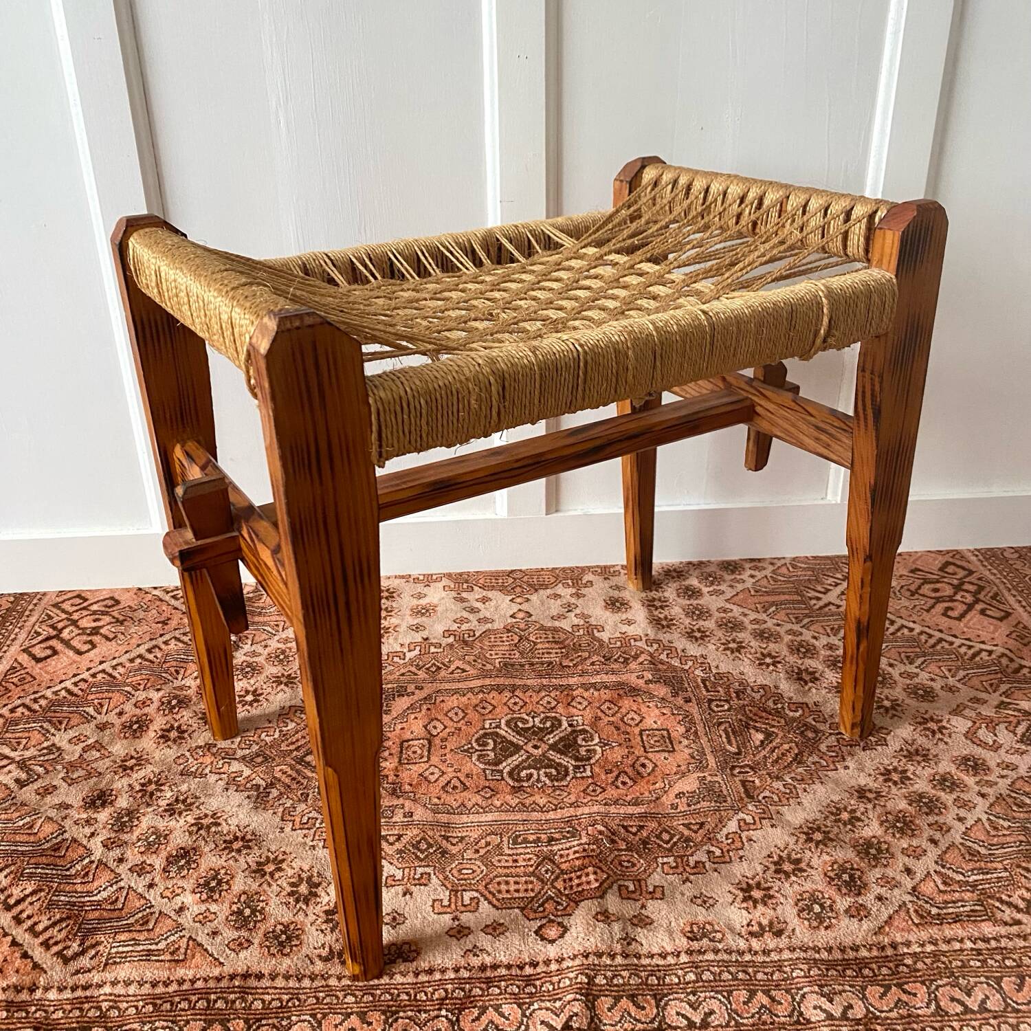 1960s woven seat stool