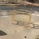 Mid-century magazine rack in gilded brass and wood, vintage 70s, Hungary.