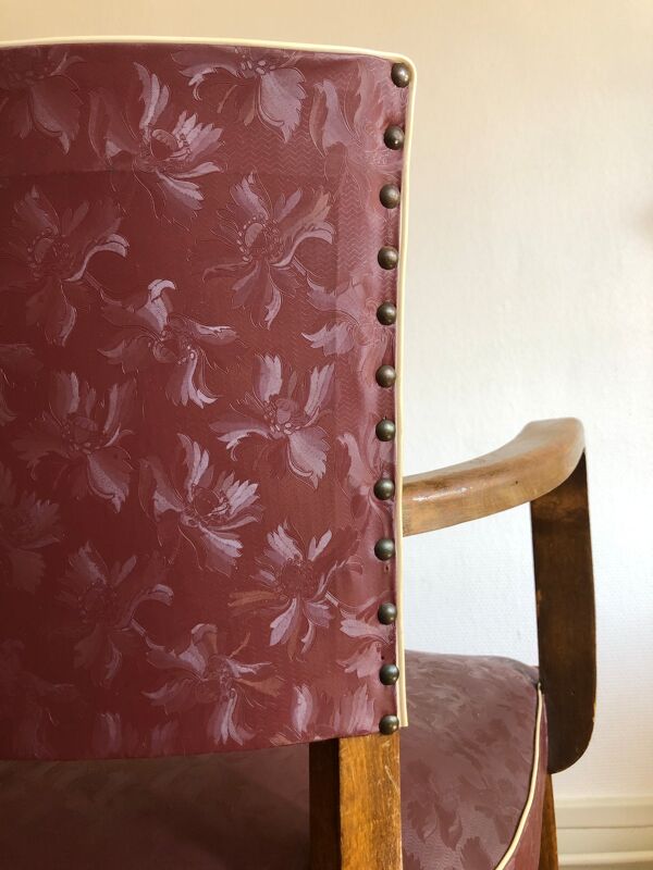 Fauteuil bordeaux 1950