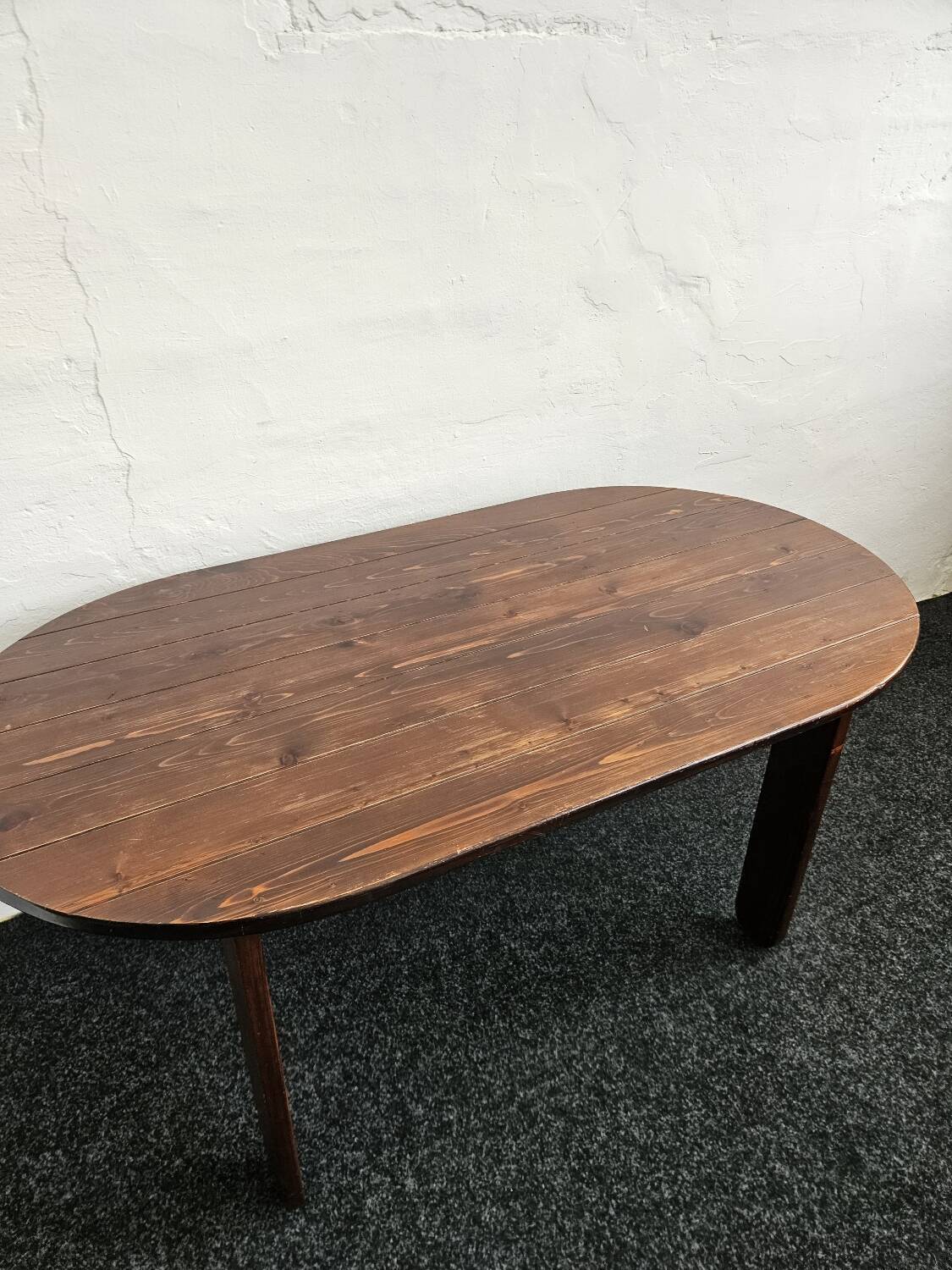 Stained Solid Larch Dining Table for Six by Mária Szedleczky, 1970s