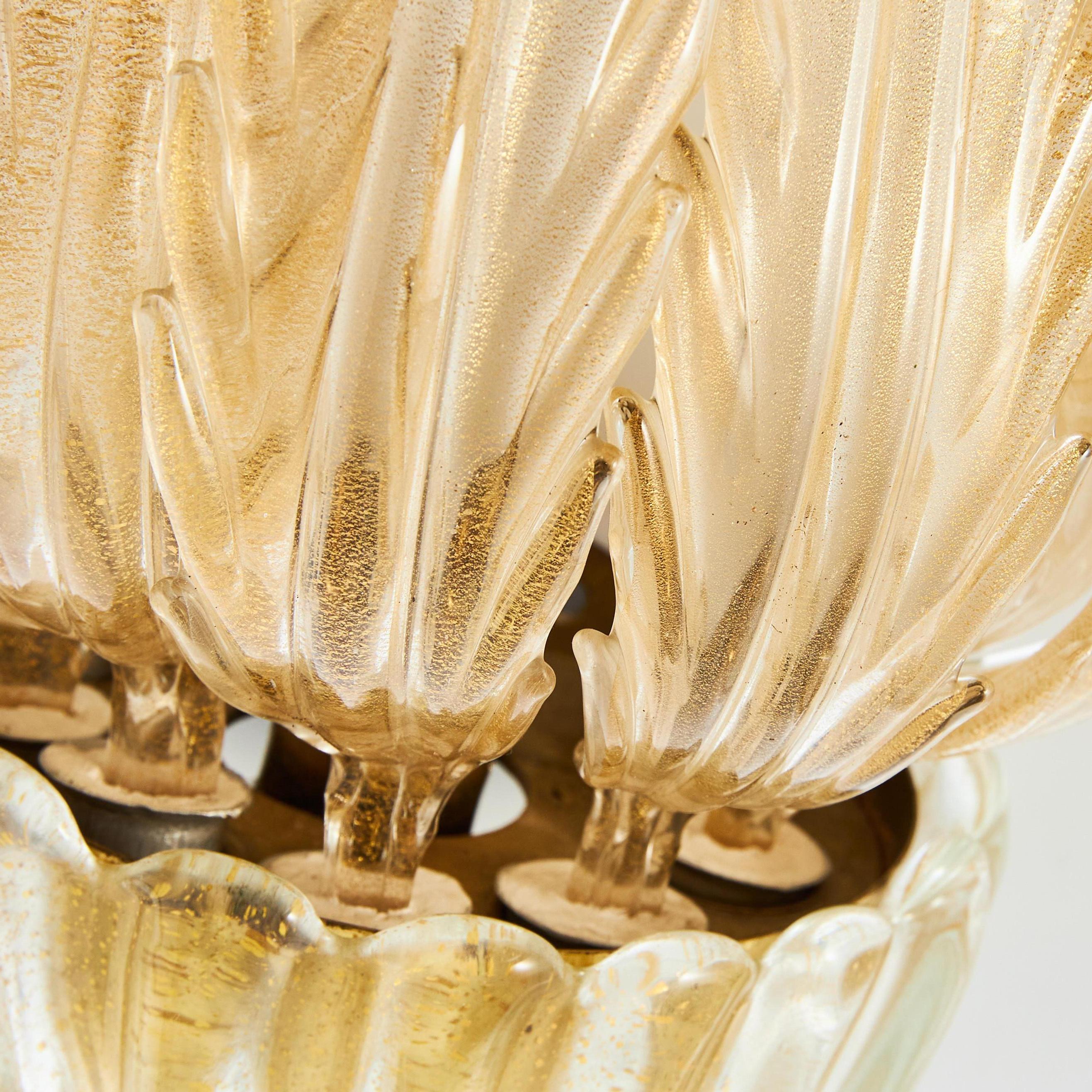 Pair of Murano glass wall sconces with gold accents Mid-century modern in Italy