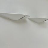 Pair of vintage wall lights, white lacquered metal, France, 1980