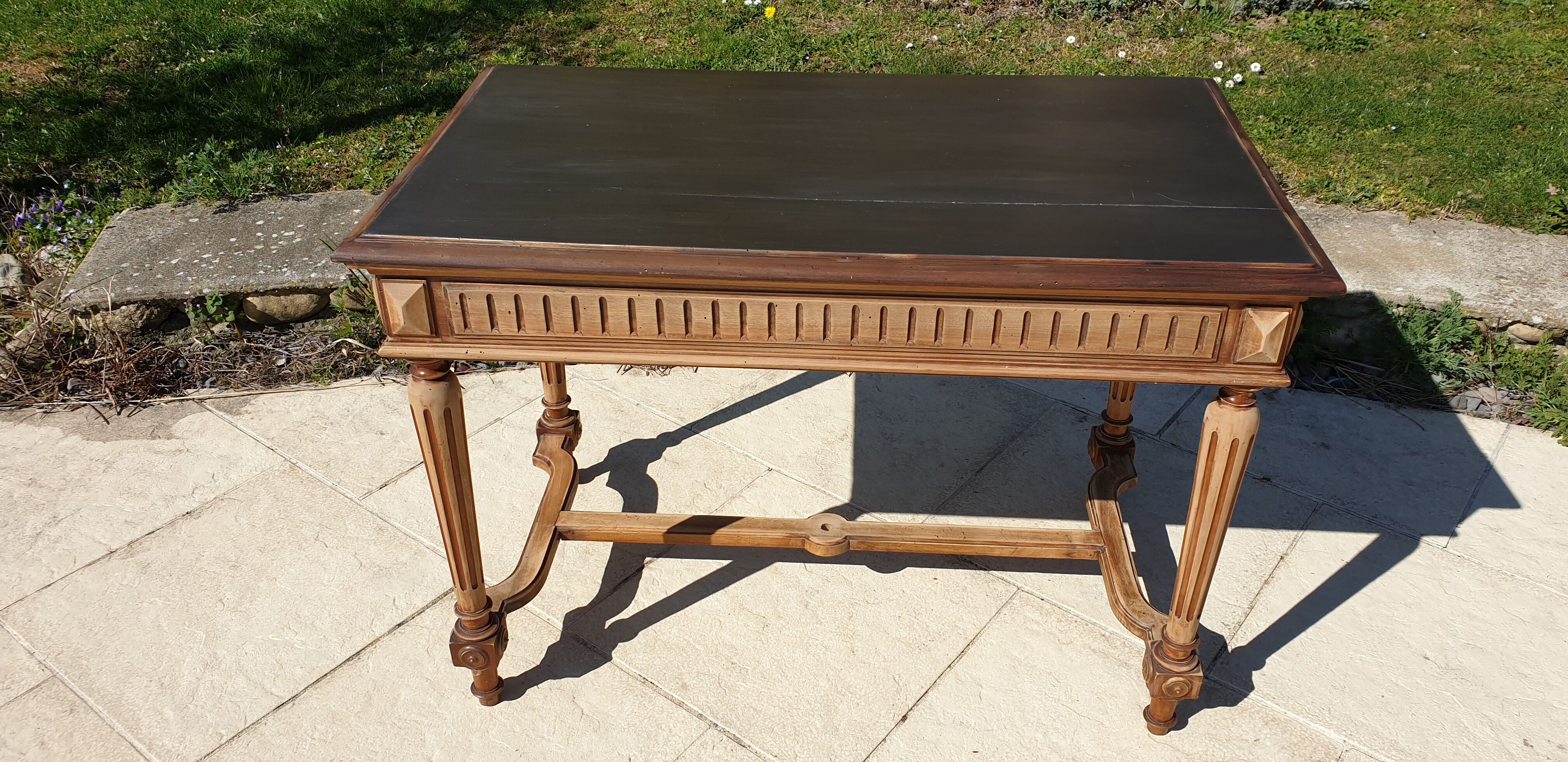 Renovated Henri II style desk with drawers