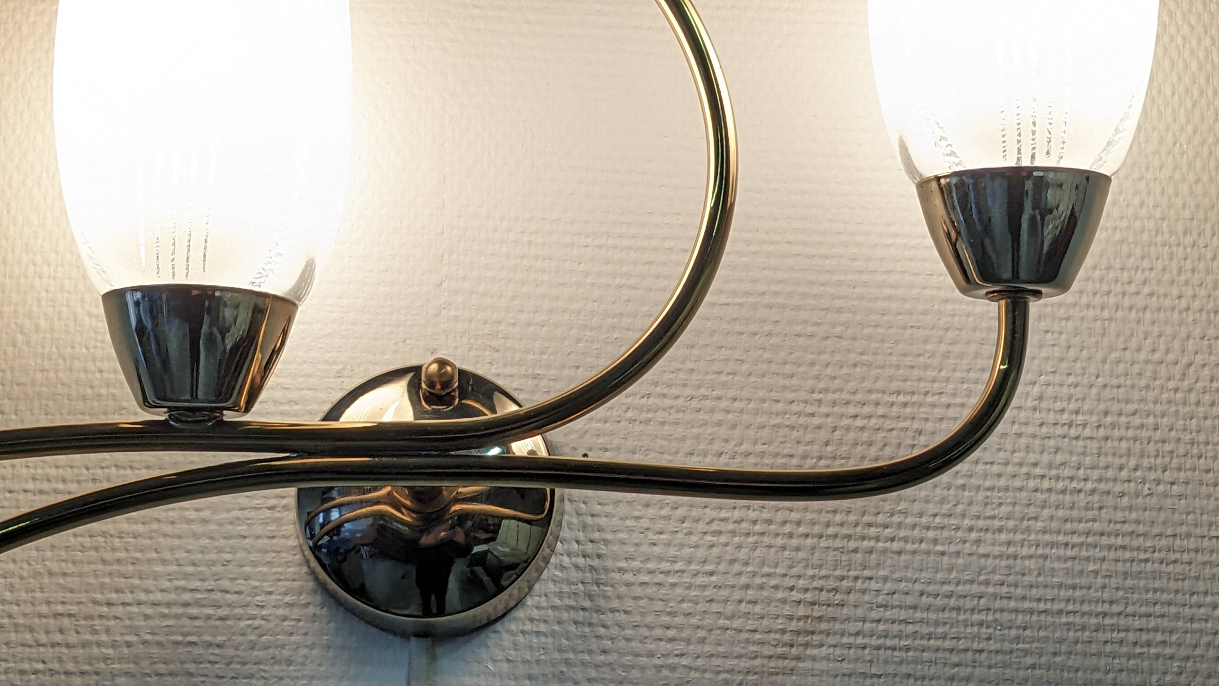 Pair of double brass wall lights from the 50s/60s