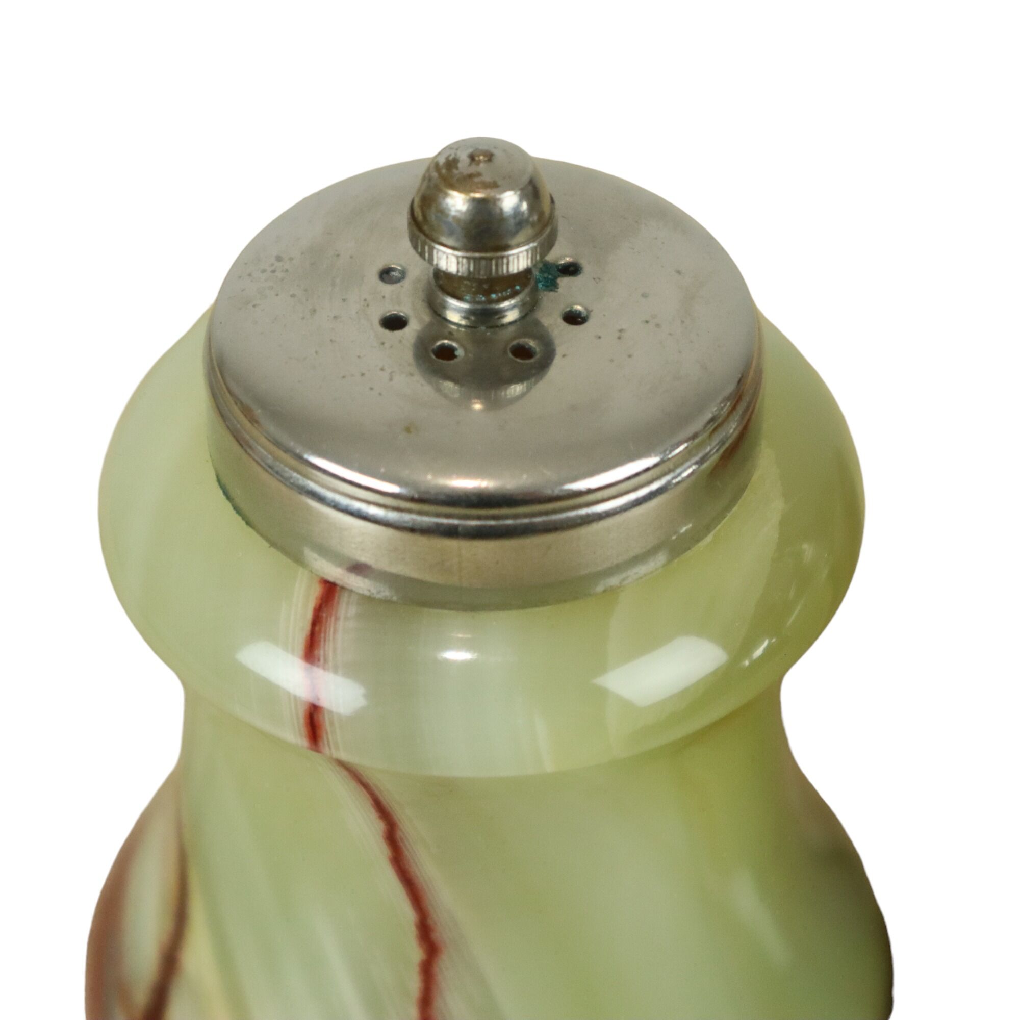Vintage Salt and Pepper Set Green Onyx Marble Pepper Mill
