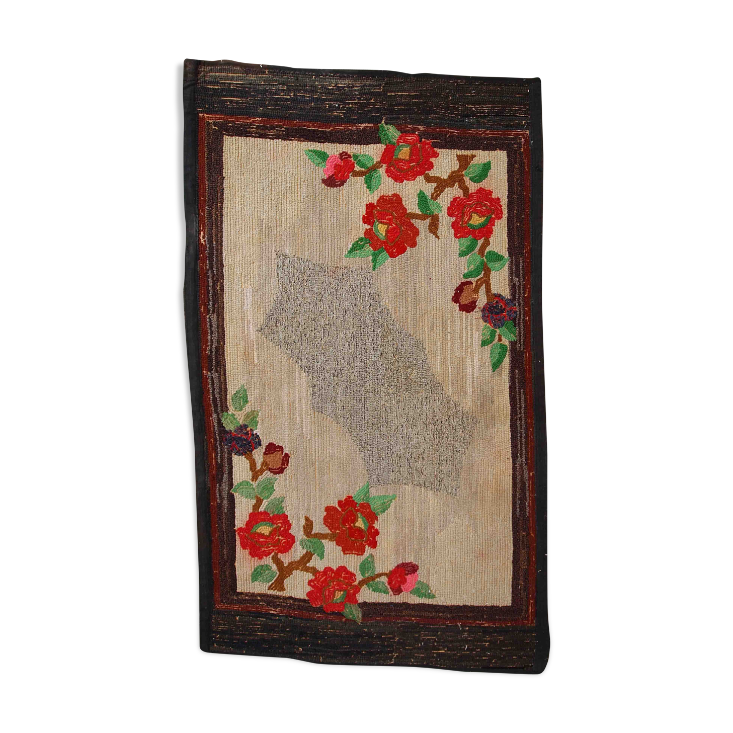 Old American Carpet Hooked handmade 78cm x 138cm 1920s, 1C705