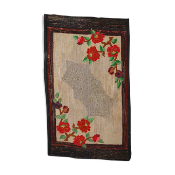 Old American Carpet Hooked handmade 78cm x 138cm 1920s, 1C705