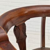 Scandinavian armchair, original condition, leather, oak wood, 1950s,