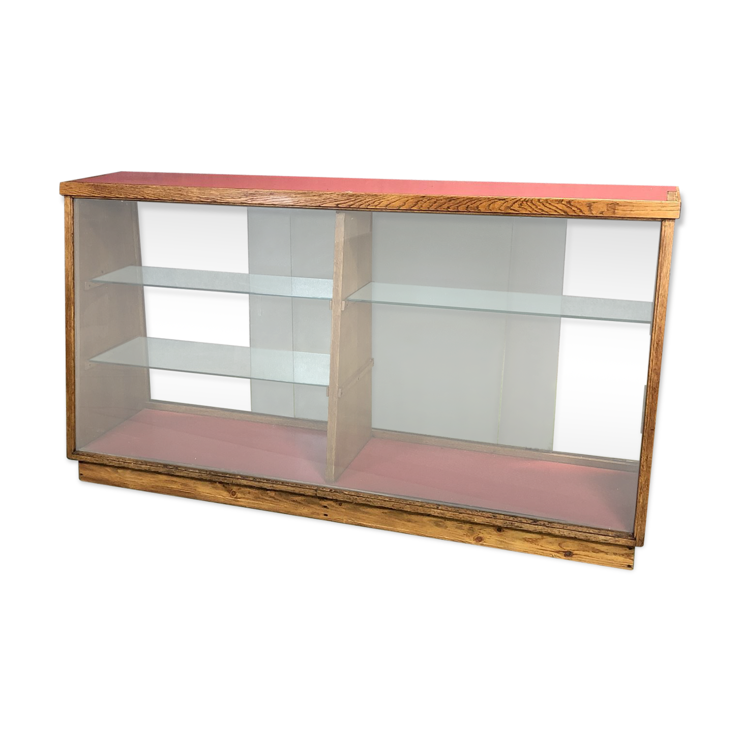 Oak store glass counter in the 1940s