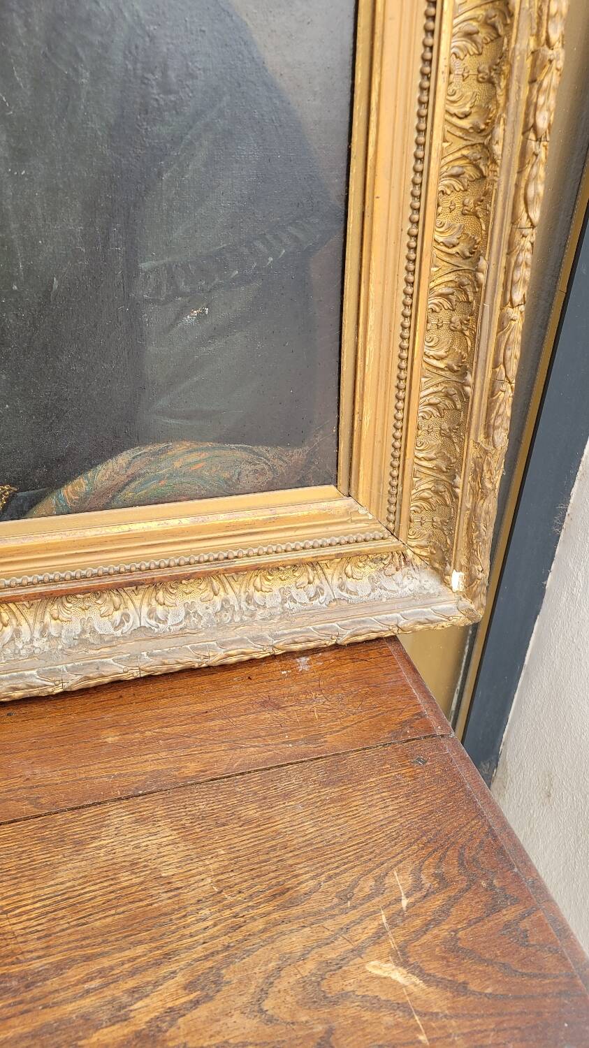 Oil on Canvas Portrait Painting of a Woman Framed 19th Century Signed