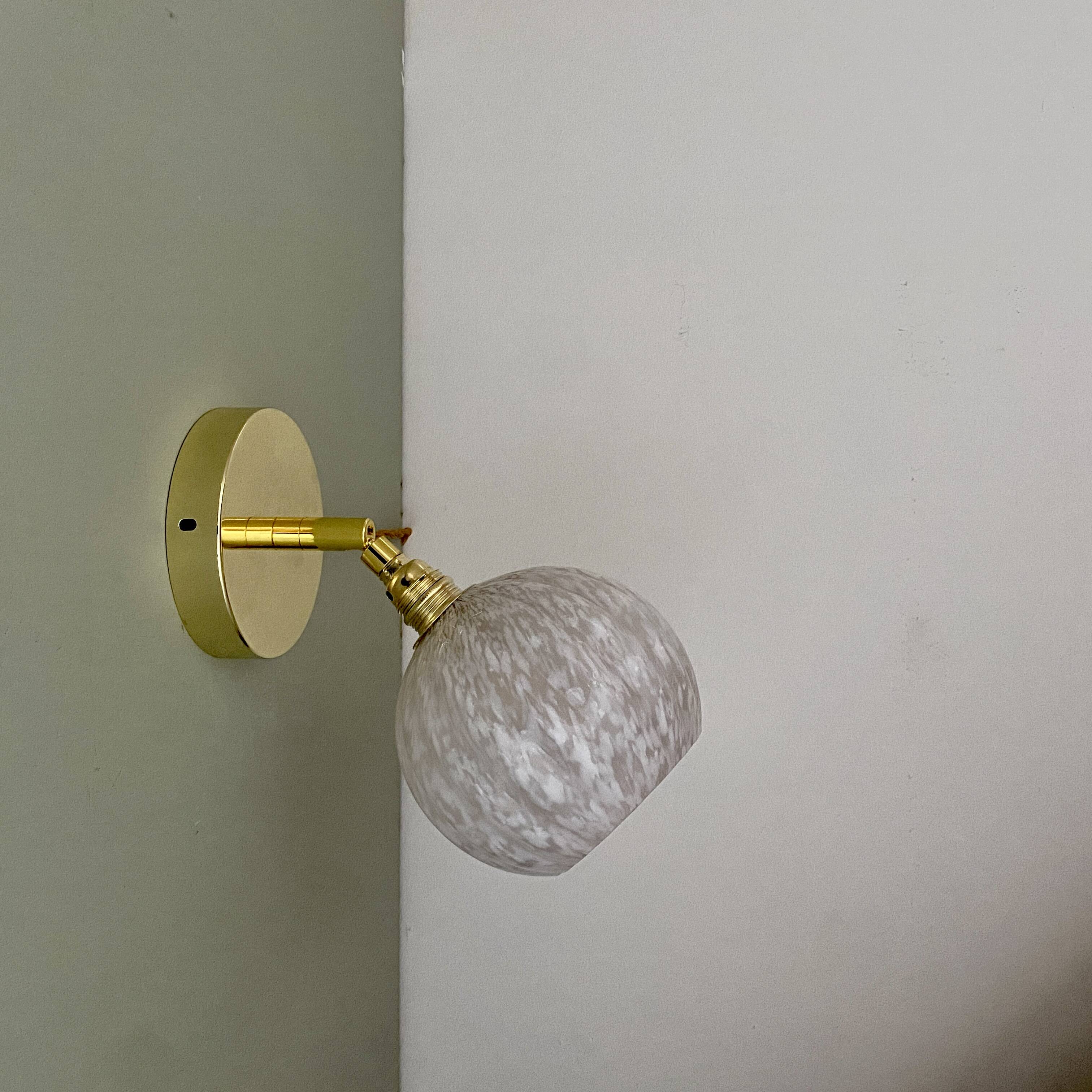 Vintage tulip wall light in white Clichy glass