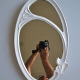 Oval mirror in art nouveau jugendstil style in enamelled cast iron 49 x 29