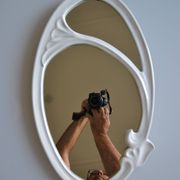 Oval mirror in art nouveau jugendstil style in enamelled cast iron 49 x 29