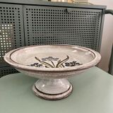 Compote dish in hand-painted enameled ceramic