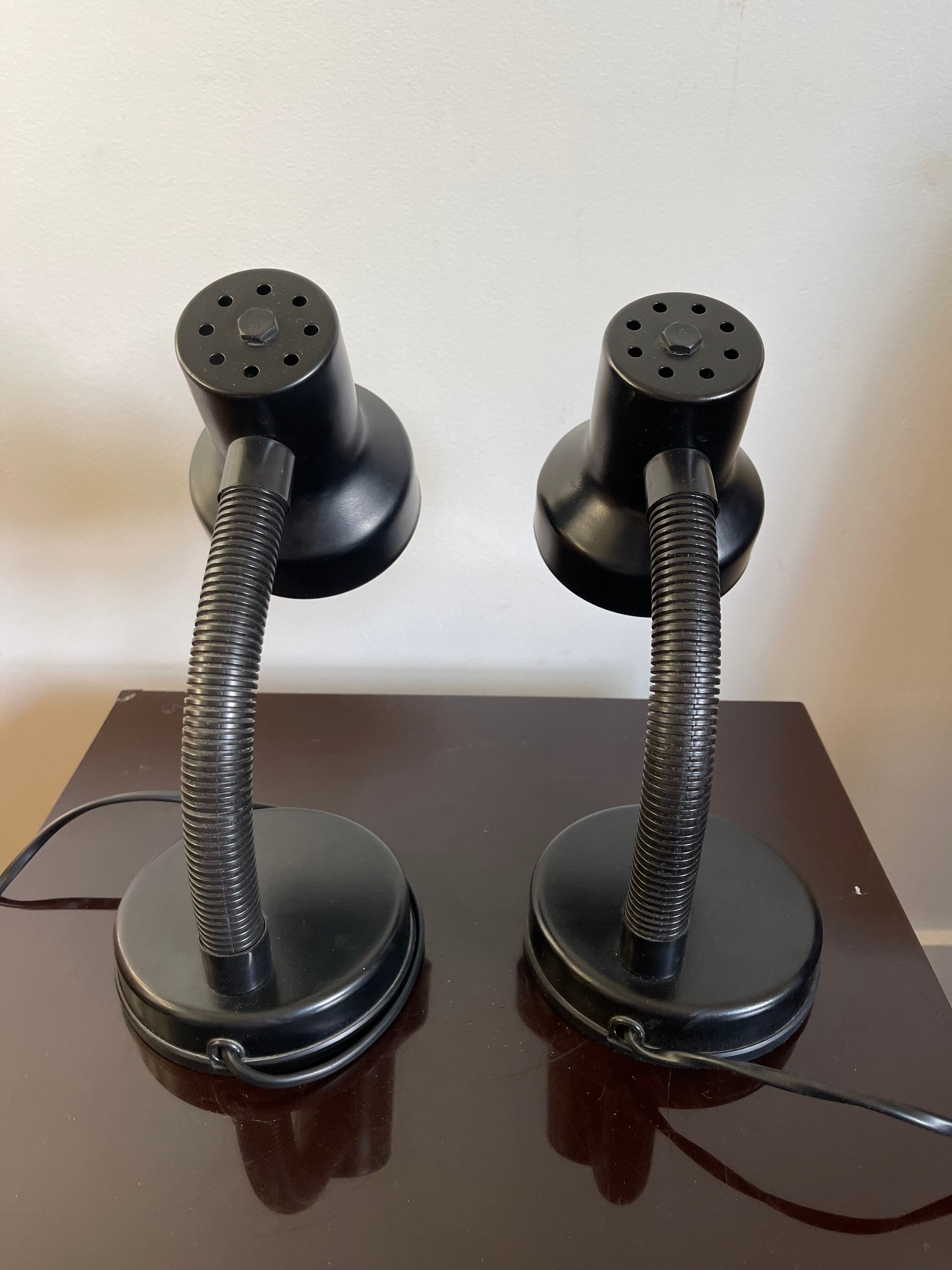 Pair of black Italian bedside lamps