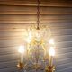 Rare antique cage chandelier in gilded bronze and crystal, 4 lights / WORKING CONDITION GAU?