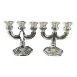 Pair of crystal candlesticks – Bernard Schott – Hellert (Moselle)