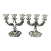 Paire de chandeliers en cristal – Bernard Schott – Hellert (Moselle)