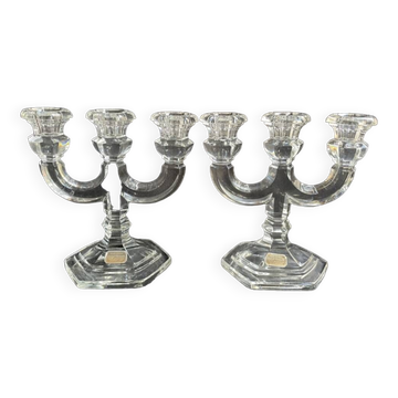 Pair of crystal candlesticks – Bernard Schott – Hellert (Moselle)