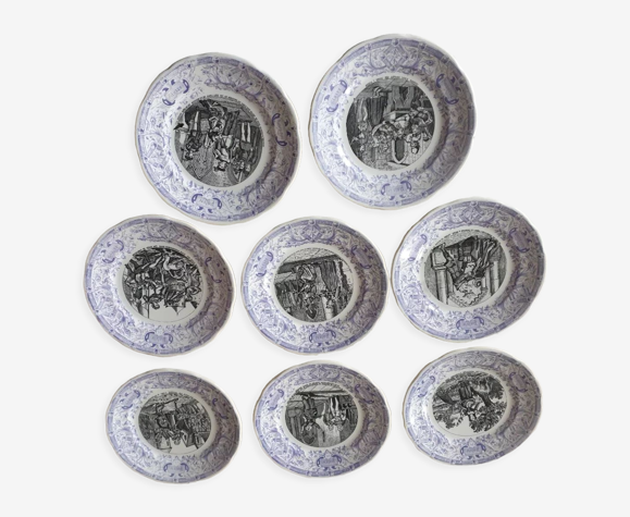 Lot de 8 assiettes historiées Jeanne d'Arc