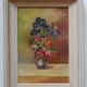 Oil painting on wood of wild flowers signed Meimon.