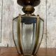 Antique brass lantern ceiling light + 6 faceted beveled glass vintage